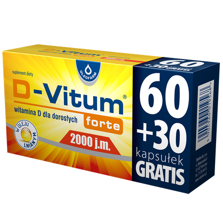 D-Vitum Forte 2000 j.m. witamina D dla dorosłych 90 kapsułek (60 + 30 GRATIS)